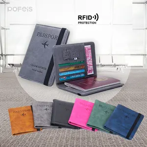 High Quality PU Leather Card Travel Wallet Passport Pouch, RFID Blocking Passport Holder