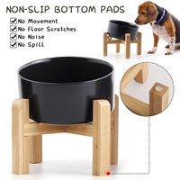 Bol en céramique noir surélevé et incliné avec support antidérapant pour animaux de compagnie, pour la nourriture et l'eau des chiens de taille moyenne à grande