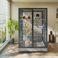 Cabinet d'élevage d'oiseaux de luxe moderne, volière haute et spacieuse, construction en bois durable, mobilier d'intérieur haut de gamme pour animaux de compagnie, fabricant