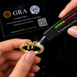 Anillo de Moissanita Chapado en Oro S925 con Lazo y Engaste de Puntas, Banda de Media Eternidad, Joyería Fina y Elegante para Mujer, Ideal para Fiestas - Product Image 2