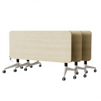 Conjunto de Mesa de Conferencia Comercial Modular de Acero Inoxidable, Plegable, Móvil, con Separador, Forma Oblonga, Diseño Moderno