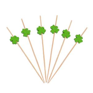 Brochetas de Bambú <span class=keywords><strong>con</strong></span> Forma de Trébol de Cuatro Hojas de Color Rosa de 4.72 Pulgadas para Aperitivos, Decoración Navideña, Fiestas, Comida y Bebidas - Product Image 3