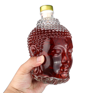 Bouteille en verre à tête de bouddha transparente personnalisée de 750ml bouteille de vin blanc en cristal décoration de bouteille de vin rouge scellée créative - Product Image 6