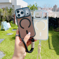 Coque de téléphone magnétique à dégradé flash avec sangle de poignet antichoc en plastique pour iPhone 17 11 13 14 18 Pro Max 15 16 Plus