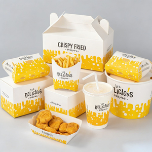 Ensemble d'emballages alimentaires personnalisés de qualité alimentaire pour la restauration rapide, boîte à hamburger jetable, porte-frites, gobelet, sac, <span class=keywords><strong>kit</strong></span> pour service de livraison de nourriture - Product Image 4