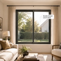 Fenêtre coulissante à triple rail avec moustiquaire et verre trempé, fenêtre moderne en aluminium pour balcon et terrasse