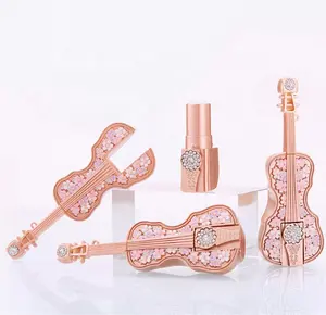 New empty unique cool violin guitar shaped lipstick case wholesale luxury lip gloss tube lip balm container packaging 12.1mm