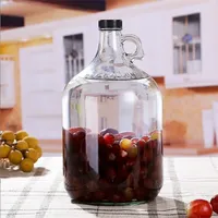 Pichet à eau en verre transparent 64 onces un gallon Growler avec bouchon en plastique noir bouteille de boisson en verre rechargeable