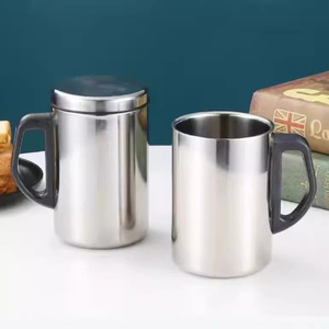 Gobelet en acier inoxydable avec couvercle et poignée, double couche, épaissi, isolant thermique, pour étudiants et enfants - Product Image 5