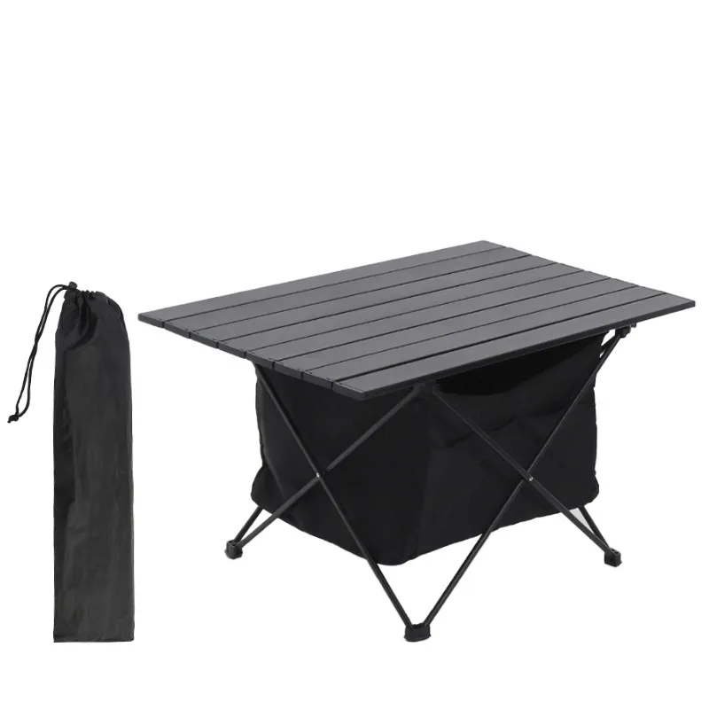 Outdoor Camping Portable Ultralight Black Aluminum Alloy Tables Mesh Storage Bag Camp Folding Table