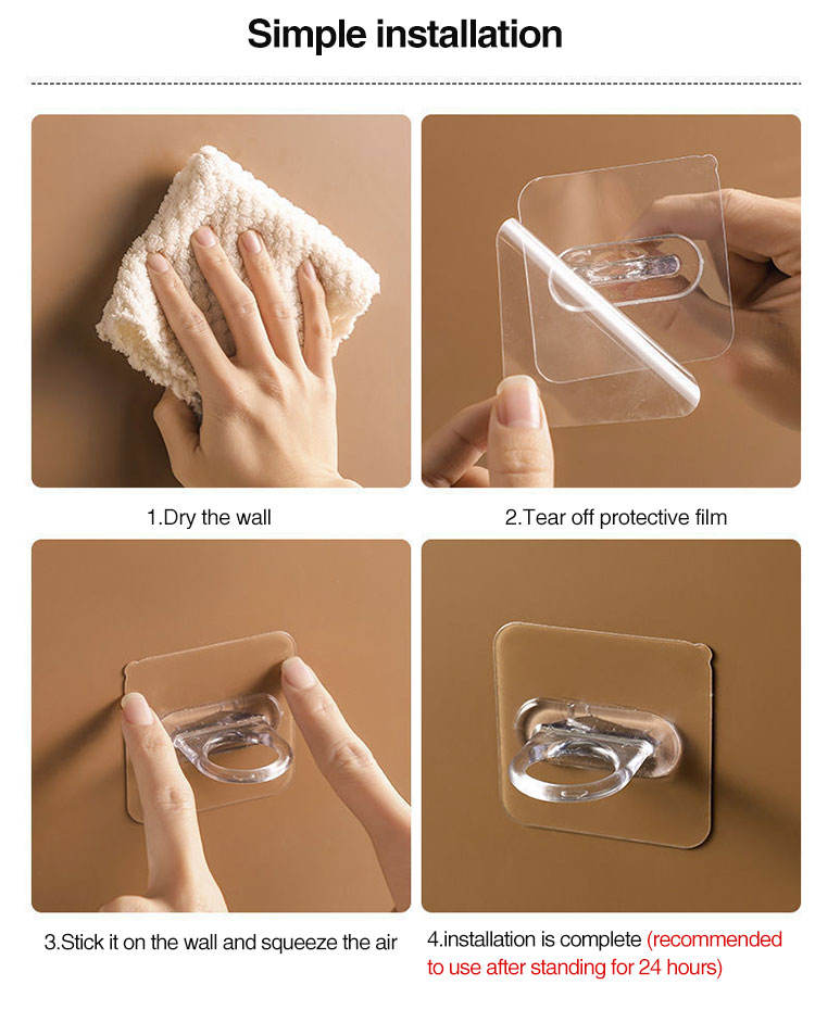 Ganci Per Chiodi Adesivi Resistenti In PVC Poster Gancio Da Parete Senza Cucure Impermeabile Durevole Trasparente Cucina Bagno Ganci A Ve Gancio - Foto 6