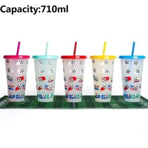 Gobelet de sport en plastique PP écologique de 710 ml avec paille, imprimé par transfert thermique - Product Image 5