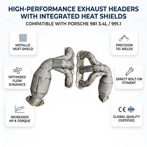ชุดเฮดเดอร์ไอเสียแบบ Vortex Thermal Heat Shield สำหรับ Porsche 981 Boxster Cayman 3.4L 991 ปี 2012-2016 แบบ Bolt-On Mod Manifold Set - Product Image 1