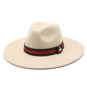 Sombrero Fedora de ala ancha para mujer y hombre, sombrero con cinta decorativa verde y roja, de marca famosa, a la moda, novedad - Product Image 4