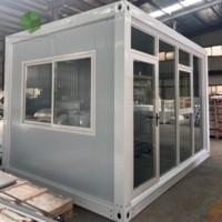 Maison conteneur préfabriquée à mur-rideau en verre, structure modulaire en acier, logement portable pour usage commercial
