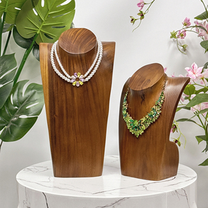 Thời trang bằng gỗ Vòng cổ hiển thị đứng, lớn lớn bằng gỗ mannequin Bust trang sức hiển thị đứng, tinh tế trang sức thanh lịch Showcase - Product Image 6