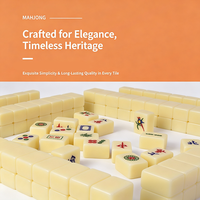Jeu complet de tuiles de mahjong en acrylique de style tendance, lisses et polies, pour jeu de table familial avec mélangeur manuel