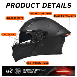 Mũ bảo hiểm xe máy kiểu mở mặt, đèn hậu LED giảm giá, chất liệu ABS, kiểu dáng mô-đun, lật được, đạt chuẩn DOT, kính chắn gió kép, sử dụng được quanh năm, khóa đôi D, miễn phí - Product Image 2