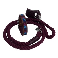 Collier de chien perlé en cuir véritable rembourré bleu marron produits pour animaux de compagnie de haute qualité ensemble de harnais de laisse accessoires de gland