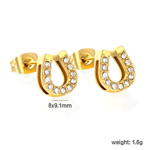 Ason Rhinestone Horseshoe U Shape Stud <b>Earrings</b> For Women Party Fashion Jewelry Stainless Steel Ear <b>Posts</b> - Product Image 4