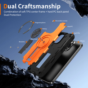 Nuovo Design: Custodia per Cellulare con Supporto Magnetico Girevole per iPhone 17 16 15 14, Cover Posteriore Antiurto per <span class=keywords><strong>Samsung</strong></span> - Product Image 6