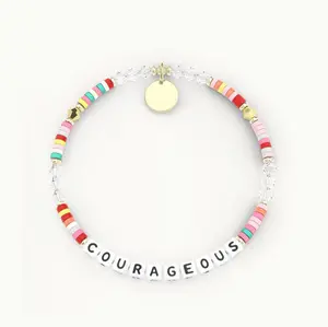 Personalized inspiring Customization words anticancer COURAGEOUS Stretch Bracelet