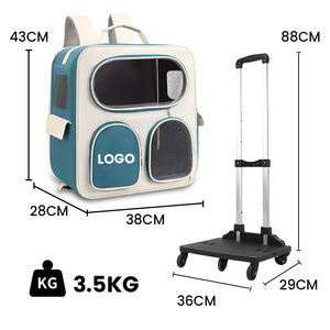 Şık büyük kapasiteli Pet arabası taşıyıcı tekerlekler ile taşınabilir çok kedi köpek bagaj sırt çantaları - Product Image 6