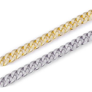 สร้อยเงินแท้ 925 แบบโซ่คิวบันประดับเพชรคิวบิกเซอร์โคเนียเม็ดเดียว - Product Image 6