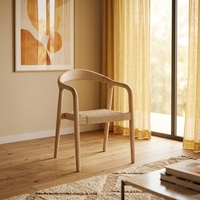 Chaise de salle à manger en bois massif avec coussin en corde tressée, mobilier de restaurant pour la maison, le bureau, la cuisine, l'hôtel, chaise en bois polyvalente