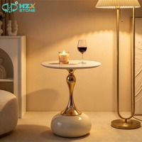 Dalle de marbre en calcite HZX STONE pour tables basses et d'appoint modernes, surface polie, découpe sur mesure, durable, pour villas, salons et salles à manger
