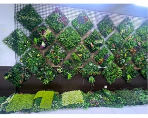 50X50 cm UV Haie Murs Verts Artificiels Panneaux Extérieurs Faux Herbe Clôture <span class=keywords><strong>Plante</strong></span> Artificielle Feuilles <span class=keywords><strong>Mur</strong></span> Cadre Tapis - Product Image 4