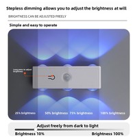 Appliques murales modernes 6 LED œil de chat avec capteur d'ondulation d'eau, design ambiant blanc chaud, veilleuse 3W à intensité variable pour usage domestique