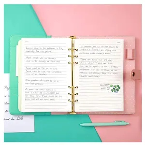 Özel yeni sevimli gevşek yaprak şeffaf PVC 6 halka bağlayıcı planlayıcısı notebooklar kırtasiye A6