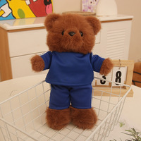 Peluche ours mignon en robe rayée, jouet en peluche en coton PP super doux, maille brodée, cadeau d'activité scolaire, anniversaire pour le stress