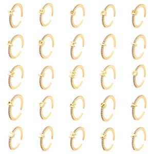 XIXI fino delicado pequeño Mini <span class=keywords><strong>solitario</strong></span> 14K oro diamante Cubic Zirconia pavimentado letra alfabeto inicial ajustable anillos <span class=keywords><strong>de</strong></span> dedo - Product Image 5