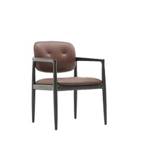 Chaise de salle à manger avec accoudoirs, design moderne, dossier en bois massif, chaise de négociation pour café