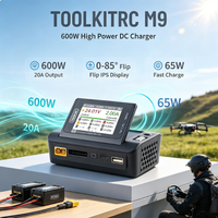 Chargeur d'équilibrage DC ToolkitRC M9 600W 20A 1-8S LiPo LiHV LiFe IPS avec écran haute puissance 2,4 pouces pour accessoires de drones RC FPV