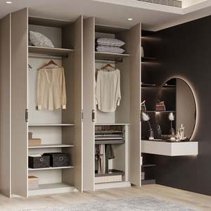 Santopova Modern Minimalist Wardrobe Set <b>with</b> <b>Vanity</b> Area, Built - in Storage Shelves, <b>Bedroom</b> Furniture - Product Image 2