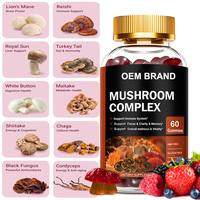 Vitaddiscovery Gommes aux champignons biologiques sans sucre 10 en 1 Lions Mane Reishi Vitamines pour l'immunité Supplément cérébral
