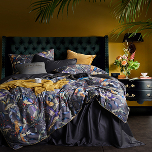 Juego de fundas de edredón de satén, ropa de cama con estampado de flores, Algodón puro largo, 300TC, 60S, tejido 100% de algodón, 60, 4 Uds. - Product Image 3