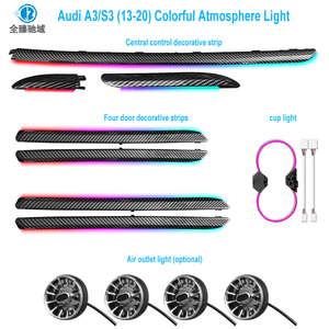 Éclairage d'ambiance intérieur RGB pour <span class=keywords><strong>Audi</strong></span> <span class=keywords><strong>A3</strong></span>/S3 (2013-2020) avec contrôle par application/écran, 12V, moulage 1:1, garnitures pour quatre portes + garniture de console centrale + garnitures de sortie d'air - Product Image 2
