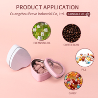 Vente en gros 50ml vide cosmétique en forme de coeur boîte avec ouverture de fenêtre bonbons cadeau rose or ruban rouge noir blanc ruban pot en étain