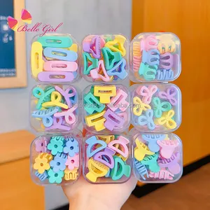 BELLEWORLD Korean design many styles mini bow square hair claw wholesale small hair claw boxed 10pcs acrylic hair claw clips