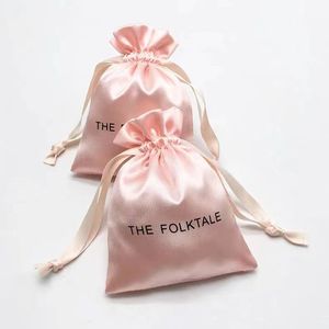 Underwear Drawstring Storage Wig Packaging Silk <strong>Satin</strong> Bag with Logo for Jewelry Jewelry <strong>Pouch</strong> Dust Velvet Gift Shopping Bag - Product Image 5