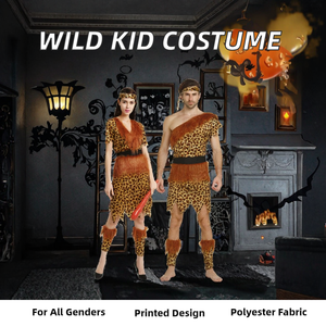 Costume de l'<span class=keywords><strong>homme</strong></span> sauvage d'Halloween ACDG-021, imprimé léopard, cheveux longs, sauvage, enfant, <span class=keywords><strong>indien</strong></span>, primitif, <span class=keywords><strong>homme</strong></span> des cavernes, costume de princesse pour enfant - Product Image 2