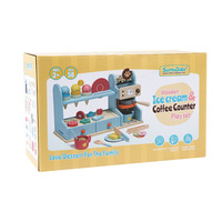 Juego de Juguetes de Madera para Heladería y Cafetería, Accesorios de Juego de Imitación, Juego de Roles Educativo, Regalo para Niños y Niñas