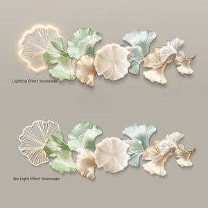 <span class=keywords><strong>Horloge</strong></span> <span class=keywords><strong>murale</strong></span> sans cadre en porcelaine cristalline motif feuille de Ginkgo, style <span class=keywords><strong>ethnique</strong></span> de luxe, pour salon, chambre à coucher, chevet, tableau mural - Product Image 6