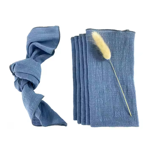Serviettes en lin élégantes rose orange blanc cousues en coton avec des serviettes en <span class=keywords><strong>tissu</strong></span> <span class=keywords><strong>de</strong></span> style uni en gros avec du papier en coton - Product Image 6