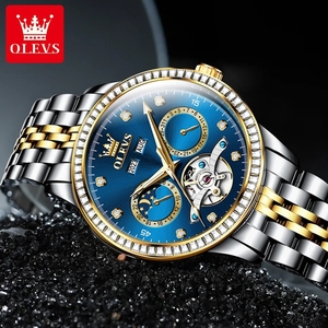 OLEVS 7016 Automatic <b>Mechanical</b> Watch For Men Moon Phase Calendar Hollow Luxury Wrist Watches Waterproof Luminous Man Hand <b>Clock</b> - Product Image 5