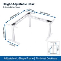 Bureau d'angle moderne électrique à 3 pieds en forme de L, réglable en hauteur, extensible, pour ordinateur, avec cadre de bureau de direction intelligent